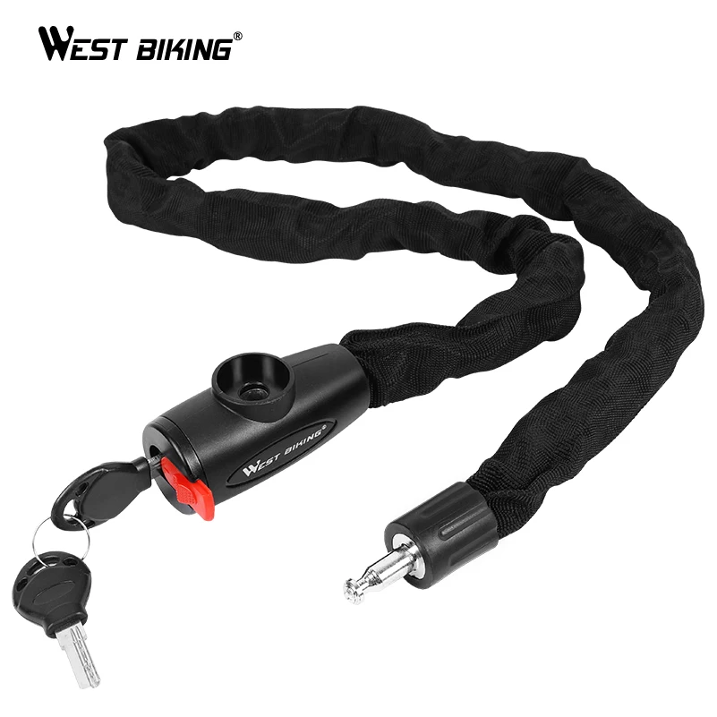 

WEST BIKING Bicycle Lock MTB Road Bike Safety Anti-theft Chain Lock With 2 Keys Outdoor Cycling Bicycle Accessories Bike Lock