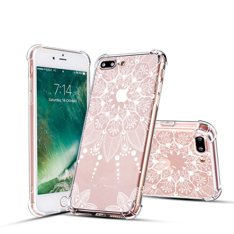 Мягкий тонкий ударопрочный чехол из ТПУ с кружевным цветком для iPhone Xr X XS Max 7 8 Plus 6 S