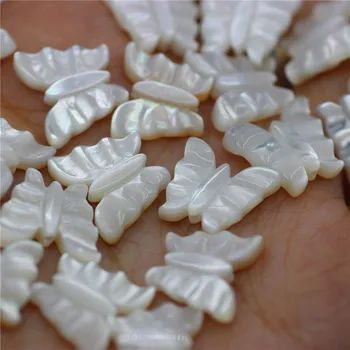 

10pcs/pack natural shell white butterfly shell carved loose beads DIY hair clip bracelet earring accessories 12x13mm middle hole
