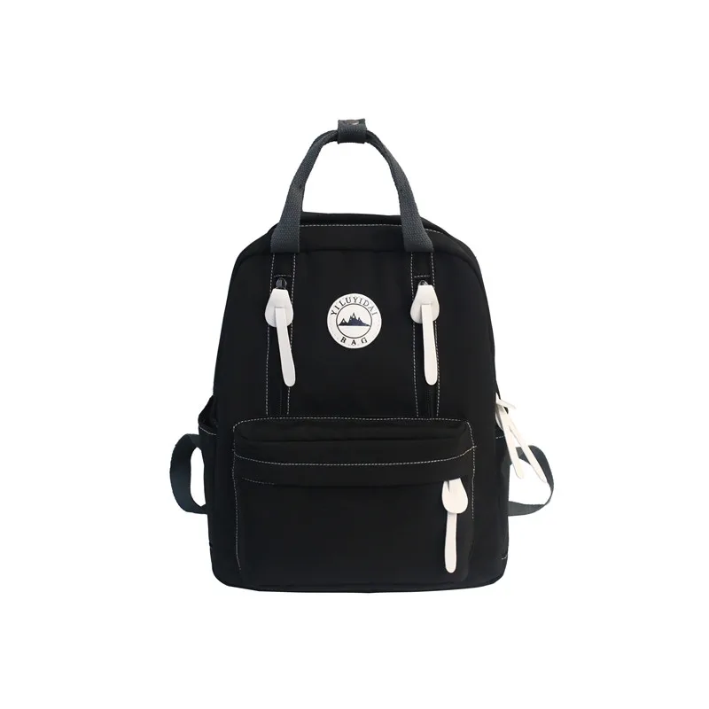 Водонепроницаемый нейлоновый женский рюкзак женский дизайнерское кольцо с пряжкой рюкзак для путешествий школьная сумка для девочек-подростков Вертикальная молния Mochila - Цвет: Black
