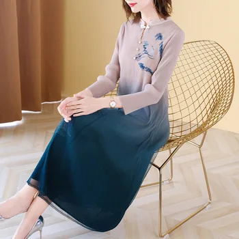 

Chinoiserie Vintage Print Dress Fall 2020 New Loose Oversized Mom Dress