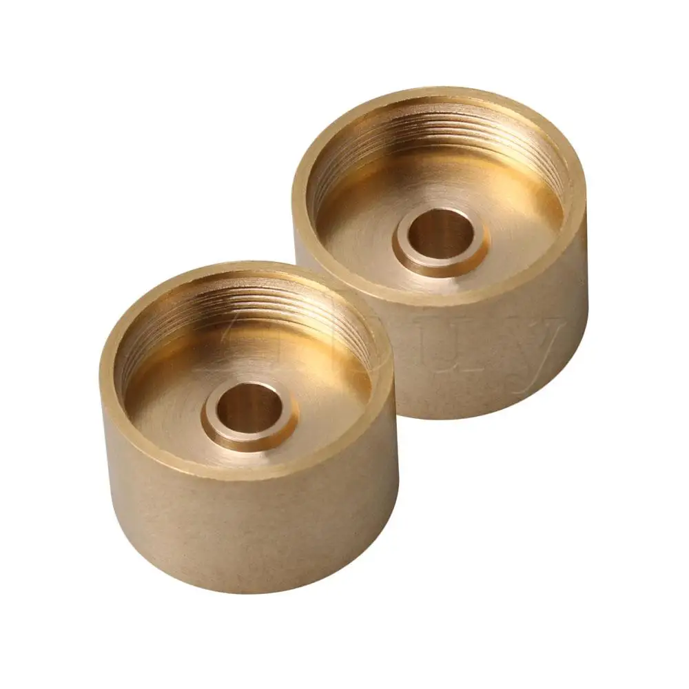 Yibuy 3PCS Gold Copper Trumpet Potentiometer Knobs Down Cover 22MM Weight Button