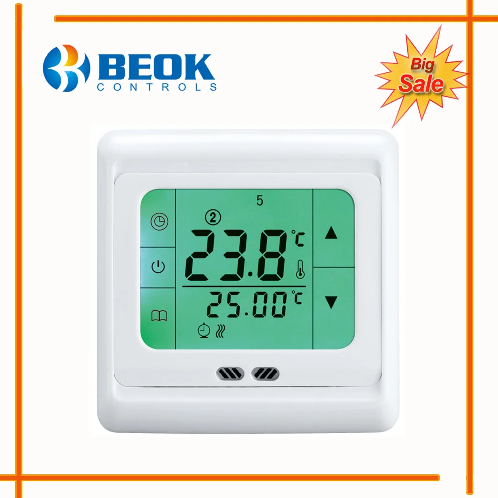 

TST60-EP Floor Heating Regulator with White, Blue, Green Backlight Touch Screen Thermostat Warm Floor with Temperature 2 Sensors