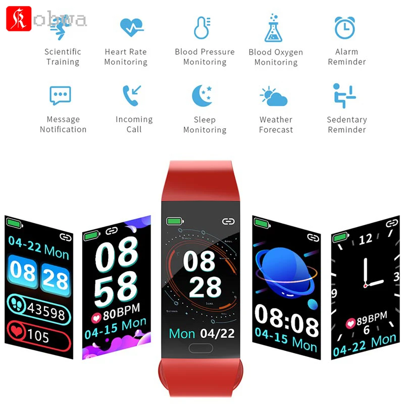 

Smart Wristband Health Monitor Heart rate/Blood Pressure/Pedometer Waterproof Sports Bracelet 11 languages for Men Women watch