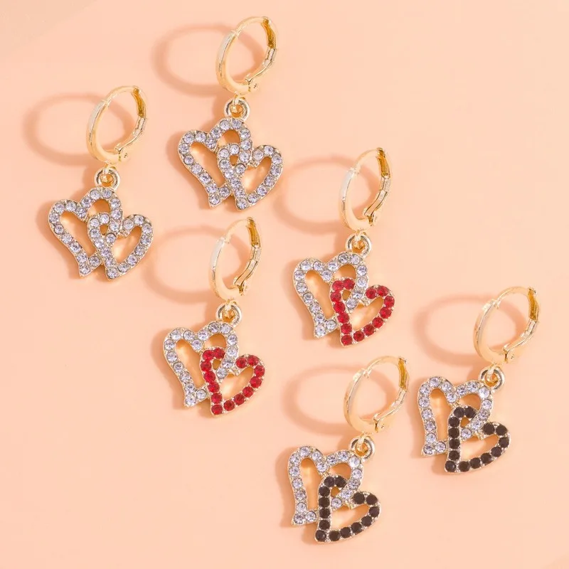 

2020 Europe and The United States Hot Earrings Love Heart Copper Buckle Pendant Earrings Multicolor Versatile Fashion Jewelry