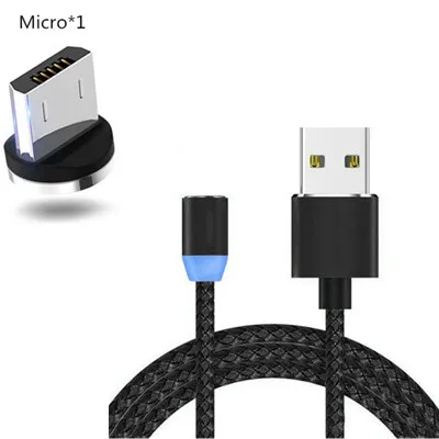 for micro black Магнитный Micro USB кабель для iPhone samsung Быстрая зарядка данных провод шнур магнитное зарядное устройство usb type C 1m 2m кабель для мобильного телефона - Цвет: for micro black