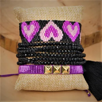 

SHINUSBOHO Pulseras Mujer Moda 2019 MIYUKI Bracelet Women Mecican Jewelry Heart Bracelets Handmade Armband Crystal Tassel Weedin