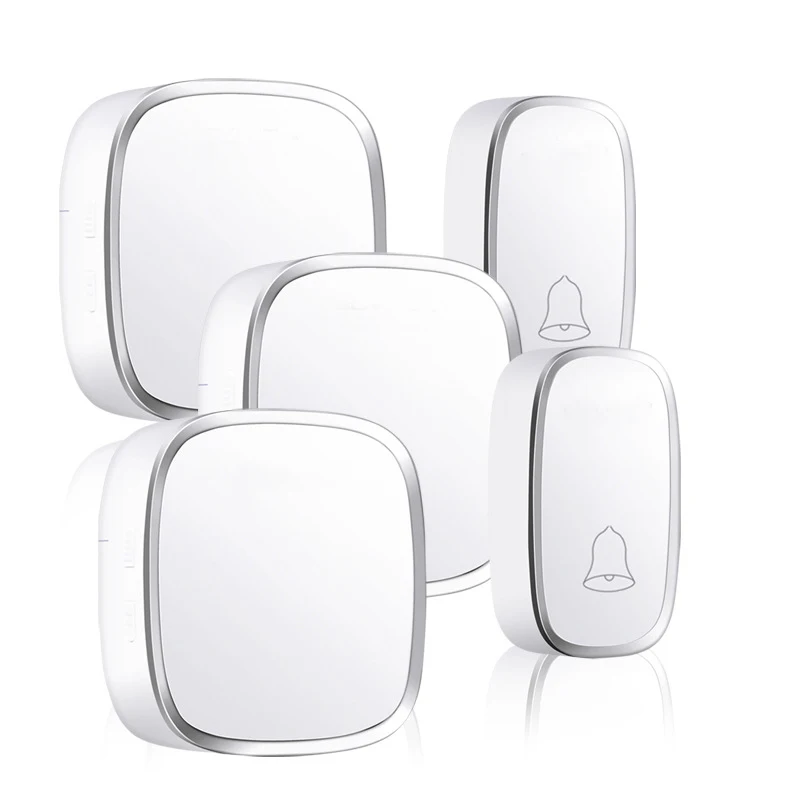 Timbre inalámbrico con luz led, a prueba de agua, CA 100-260V 36, timbre de puerta con volumen 4, adaptador para UE/REINO UNIDO/AU