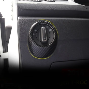 

Carbon fiber Car Interior Head Light Adjustment Switch Cover Trim Sticker For Volkswagen VW T-ROC T ROC 2017 2018 Accessories