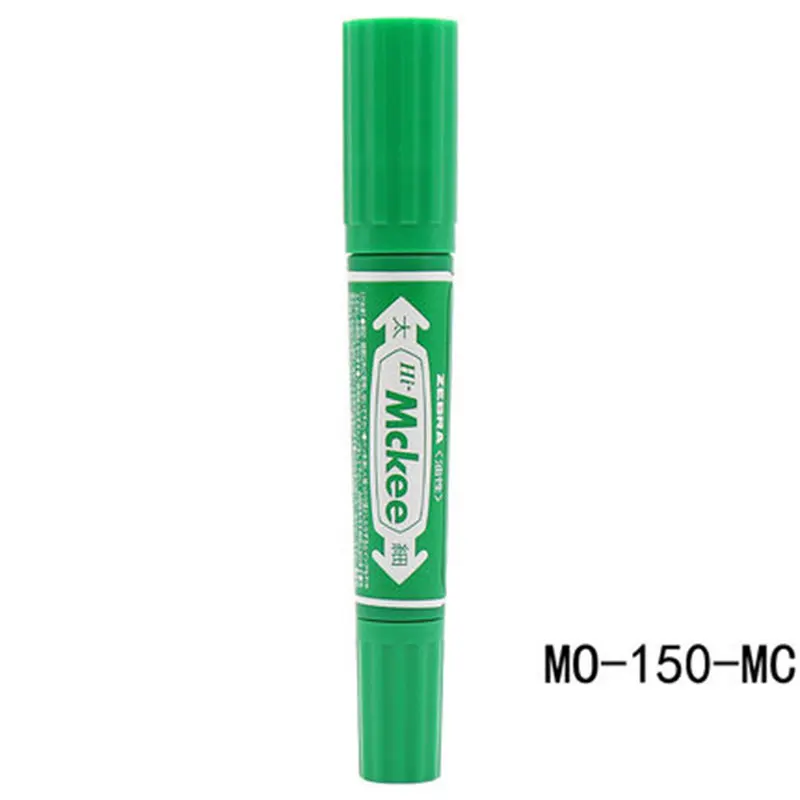 Thick green 1Pcs 1 шт. маркер Зебра MO-120-MC Двуглавые перманентные масляные маркеры быстросохнущие красочные постеры ручка школьные принадлежности - Цвет: Thick green 1Pcs