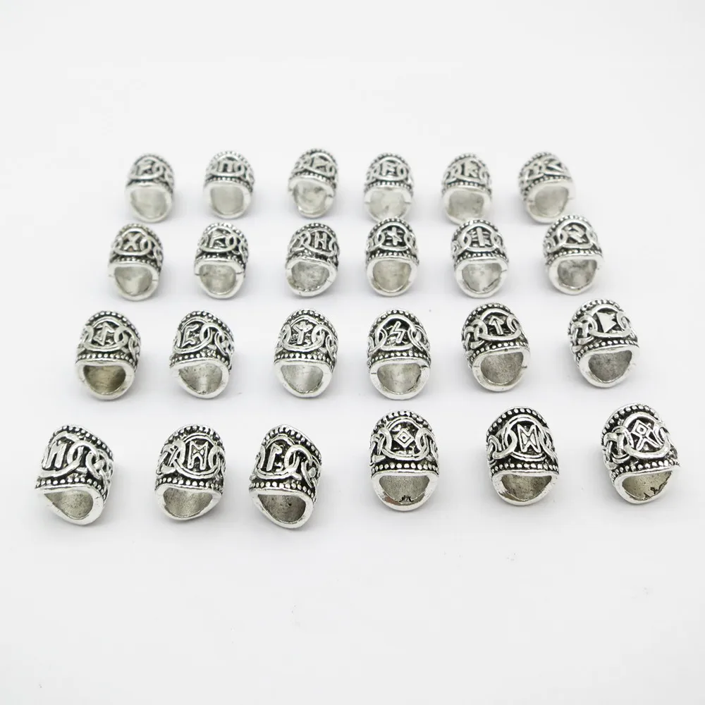 Hair Braid Accessories Viking Rune Hair Braid Dread Dreadlock Beard Beads Rings Tubes For Men Women 24pcs/5pcs