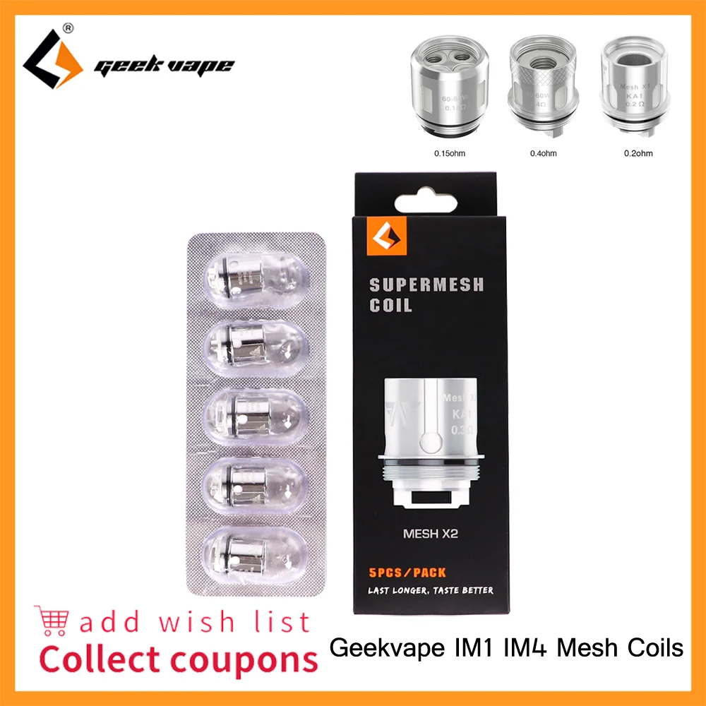 Суперсетчатые катушки GeekVape катушка 0 4 Ом/0 15 2 Ом защита Geekvape Shield/Aero mesh/cerberus tank |