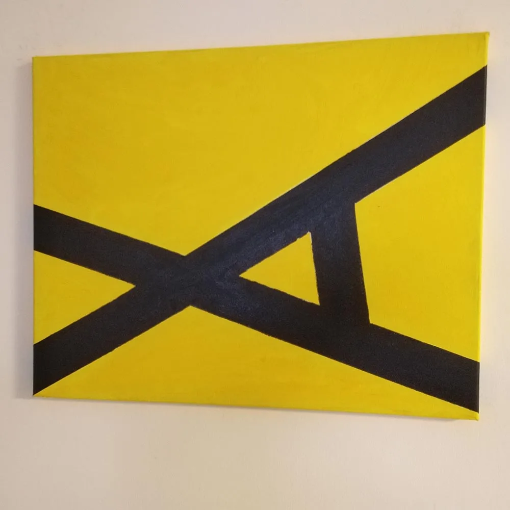 Абстрактная живопись ручная роспись желтый черный настенный художественный