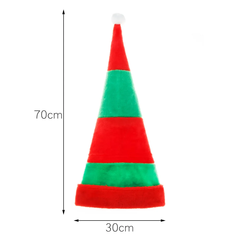 Red Green Striped Plush Christmas Hat Festival Party Decor Elf Hat Clown Cap Christmas Decor