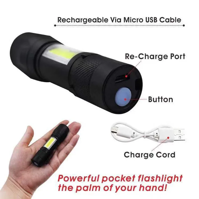 Многофункциональный led Два в одном выдвижной cob рабочий светильник яркий мини портативный светильник-вспышка