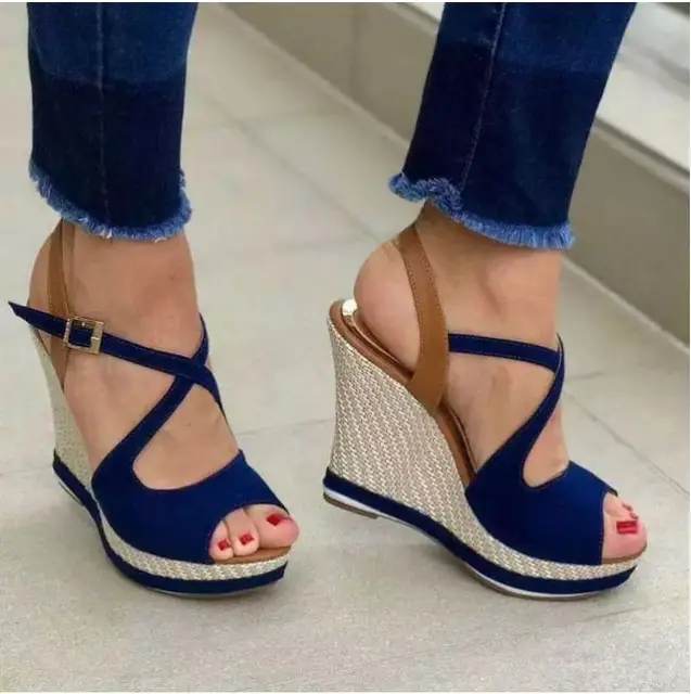 Women s Solid Slope with Bohemian Classic Summer Fashion Trend All matc Colorblock Platform Fish Mouth Women's Solid Slope with Bohemian Classic Summer Fashion Trend, All-matc Colorblock Platform Fish Mouth Wedge Sandals 5KE127