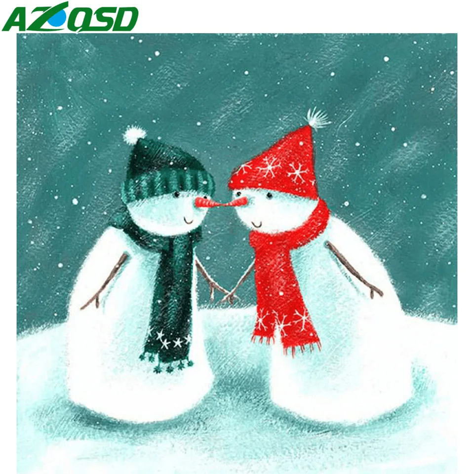 

AZQSD 5d Diamond Painting Snowman Cross Stitch Kits Picture Of Rhinestones Home Decoration Hobbies And Crafts Full Square Drill