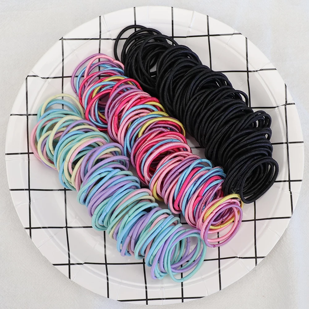 100pcs/lot Small Girls Elastic Hair Rubber Bands Scrunchies Headband Ponytail Holder Gum Kid's Fashion Korean Accessories |