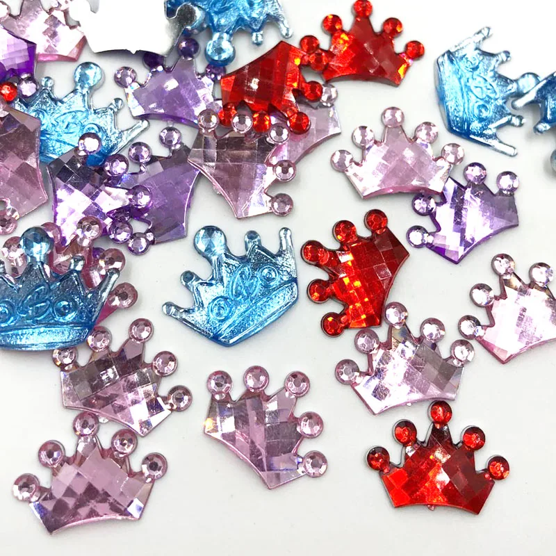 

100pcs Crown Rhinestones Flat Back Acrylic Gems Crystal Stones Sewing Beads