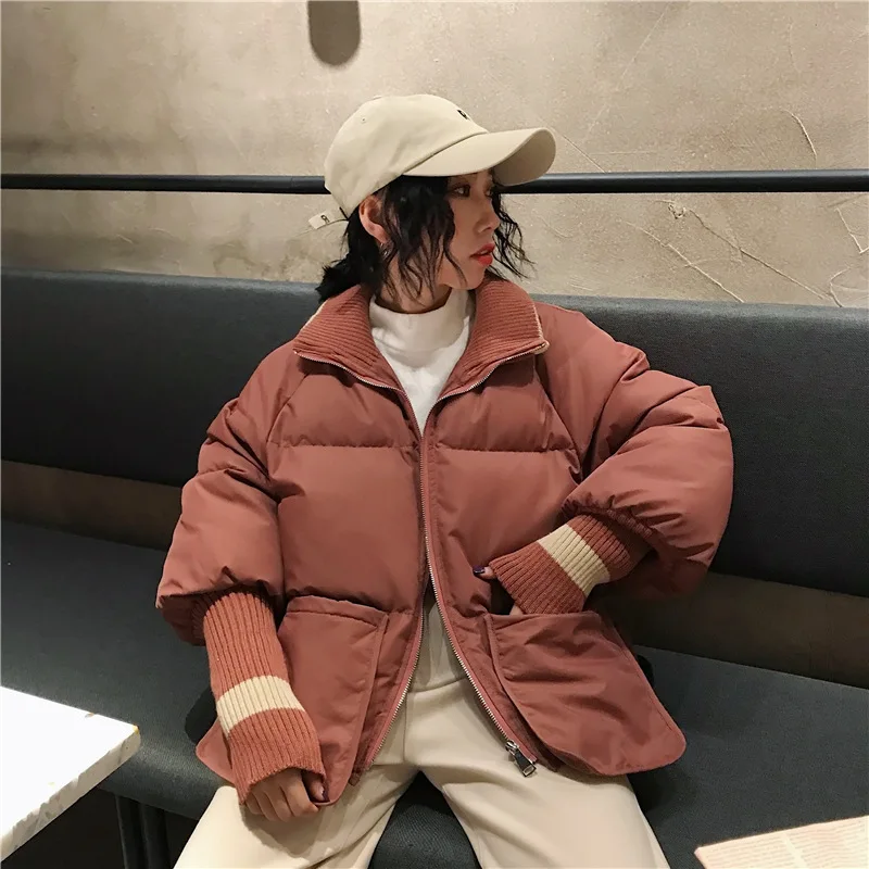 Новая стильная куртка на хлопковой подкладке в Корейском стиле пуховое хлопковое Пальто Короткое плотное пальто из хлопка для студентов