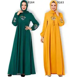 Элегантная абайя Вышивка Цветочные мусульманское платье макси Vestidos кардиган кимоно длинный халат платья Jubah Ближний Восток ИД Рамадан