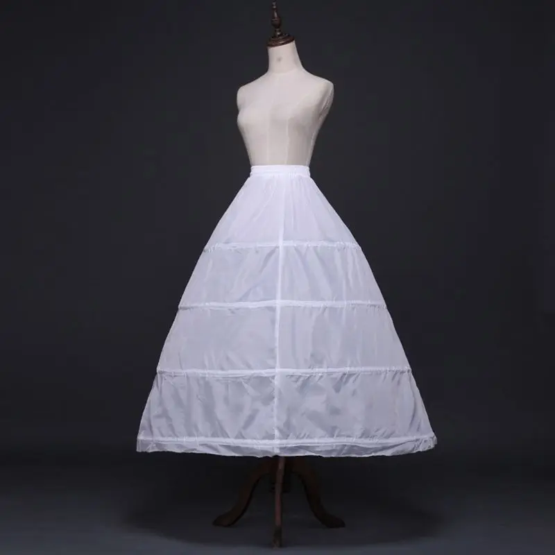 

Womens Ankle Length 4-Hoops Petticoat Wedding Bridal Dress White Slips Skirt Adjustable Drawstring Waist Crinoline Underskirt