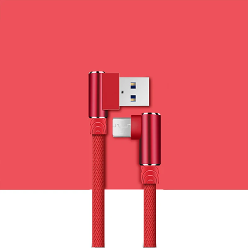 2.1A кабель Micro USB для быстрой зарядки 1 м 2 м 3 м 90 градусов локоть для samsung huawei Xiaomi Android телефон Microusb кабель для зарядки данных - Цвет: Red For Micro