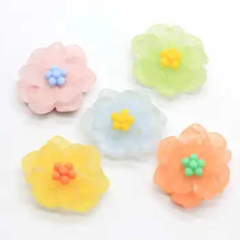

20/100pcs Tiny Double Color Flat Back 3D Resin Flower Cabochons Cameo Simulation Flowers For Earring Bracelet Charms Diy Findin