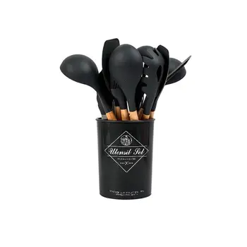 

Wooden Silicone Kitchen Utensil Nonstick Cooking Utensils Spoon Soup Ladle Turner Pancake Spatula Tong Cookware Baking Gadget
