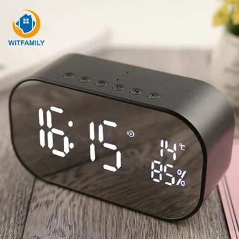 

Support Temperature LCD Display Clock Electronic Alarm Clocks FM Radio Wireless Bluetooth Speaker Stereo Subwoofer Music Player