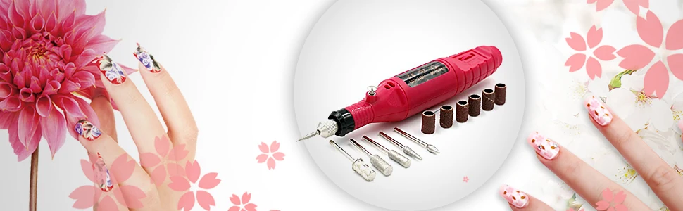 Pinkiou Электрический аппарат для сверления ногтей пилка для ногтей набор приборов для маникюра розово-красный