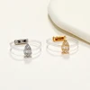 New Sweet Trendy Women's Ring Fashion Invisible Transparent Line Brass Ring Water Drop Zircon Jewelry Accessory For Daily Life 1