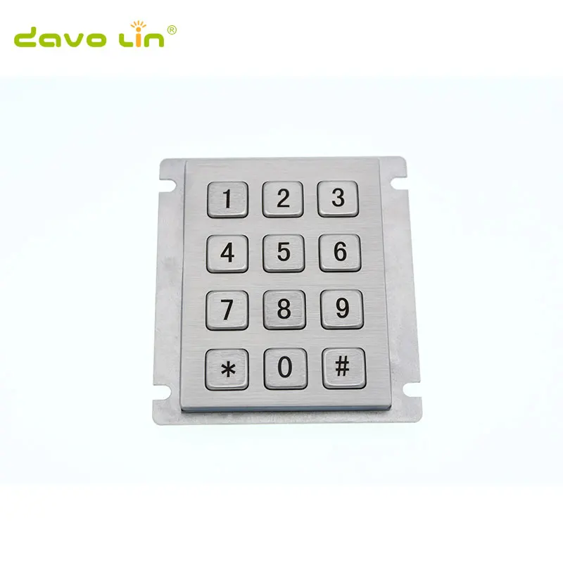 12 keys high quality matrix metal keypad kiosk rugged metal stainless keypad for kiosk