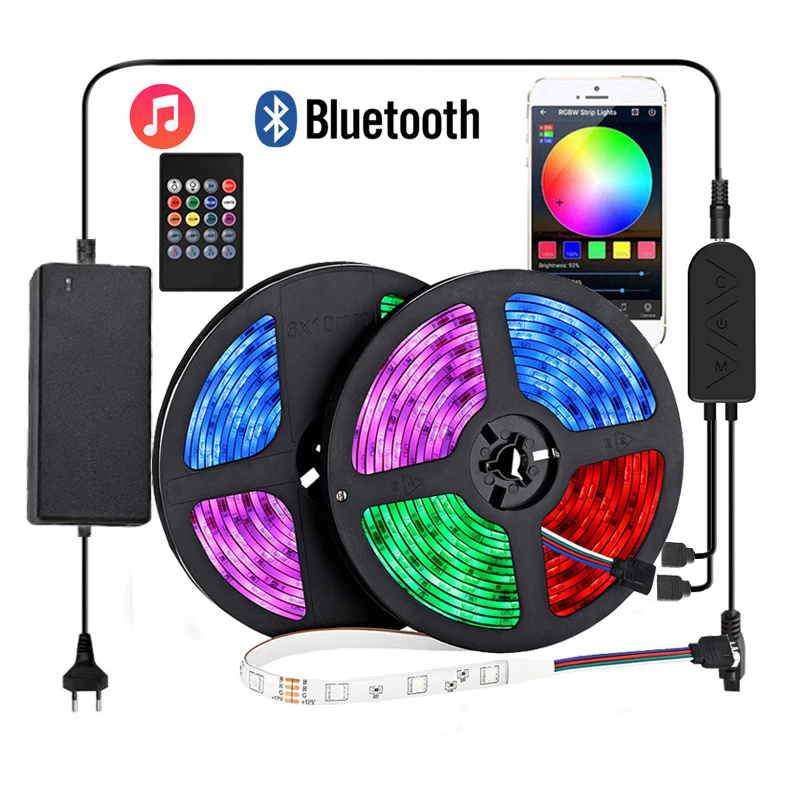 Светодиодная лента 5 м 10 15 20 5050 гибкая световой Bluetooth RGB пульт дистанционного