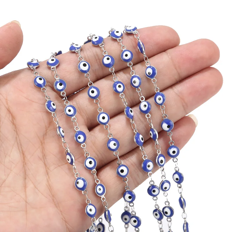 VIXDA 1 Mètre Couleur Or Acier Inoxydable Coeur étoile Mauvais œil Perles Chaîne Pour Bracelets Collier Chevilles Fabrication De Bijoux Accessoires De