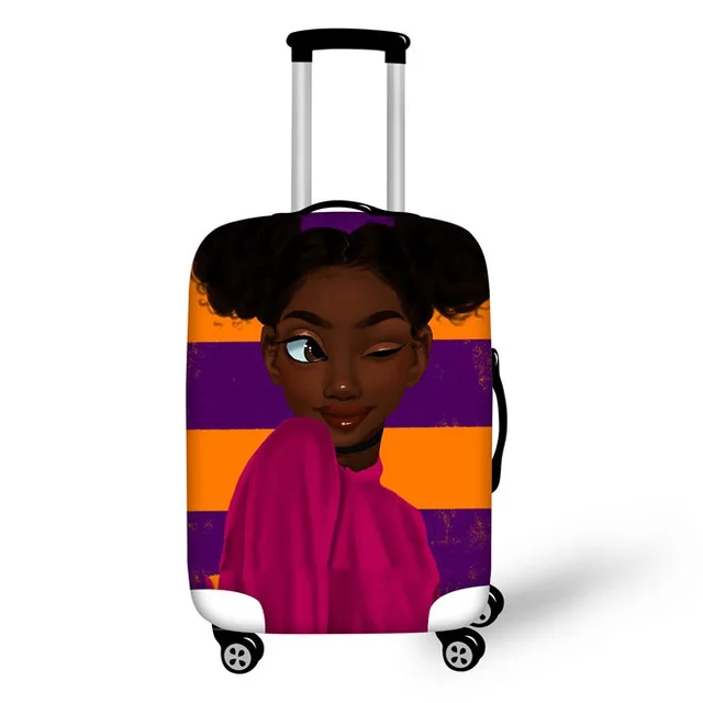 ELVISWORDS черный художественный Африканский багажный чехол для девочек пылезащитный чемодан сумки новые багажные ID ярлыки индивидуальные дорожные аксессуары - Цвет: YQ4100