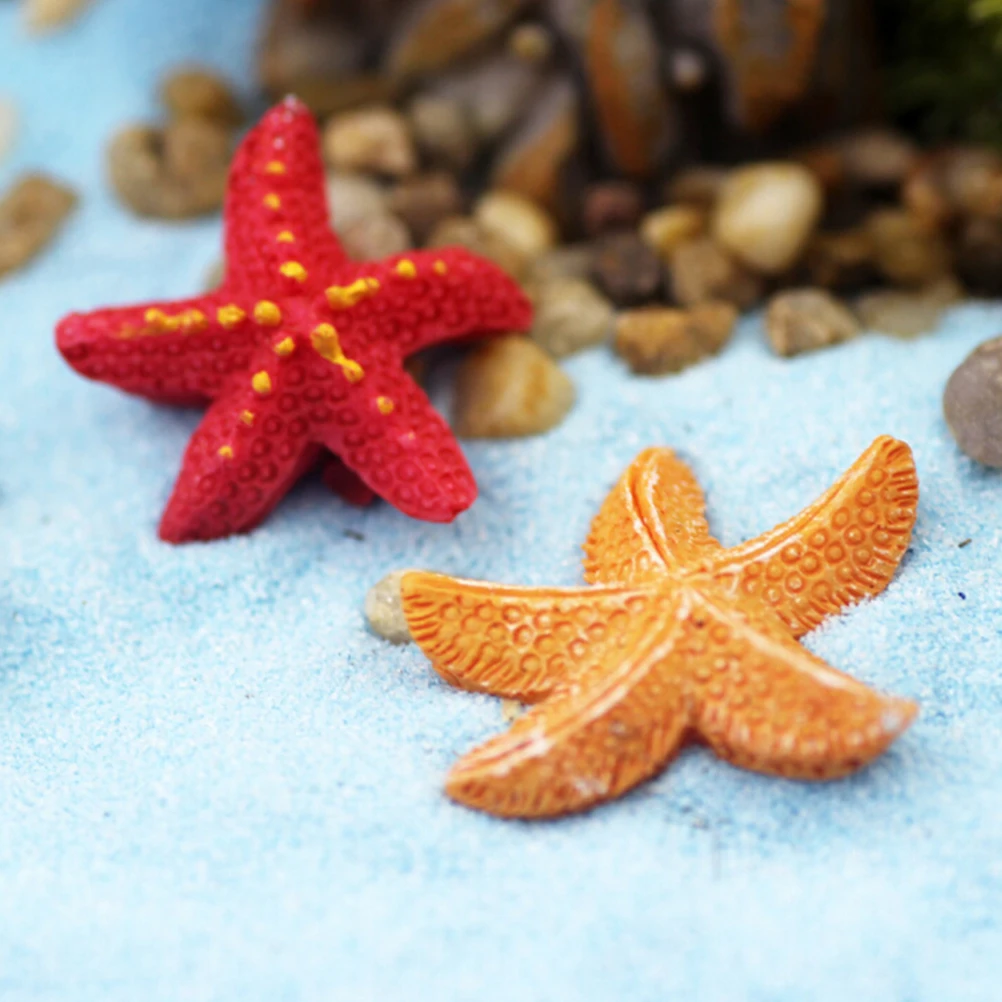 2 Pcs Resin Starfish Fairy Garden Miniatures Starfish Terrarium Figurines Miniature Garden Decoration Miniature Fairy Figurines