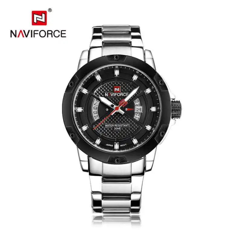 SB NAVIFORCE Топ люксовый бренд полный стали многофункциональные Мужские кварцевые часы модные Календарь Водонепроницаемые спортивные армейские военные наручные часы - Цвет: SB