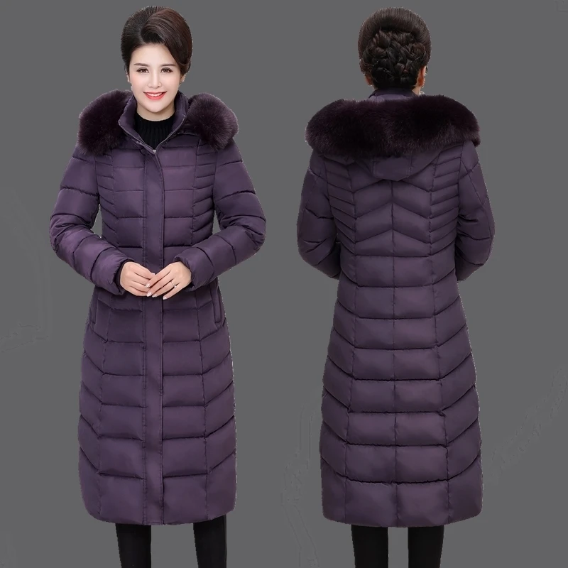 7xl плюс размер теплая зимняя одежда зимняя куртка-пуховик Женская парка Женская хлопковая верхняя одежда большой меховой воротник пальто длинное JM022