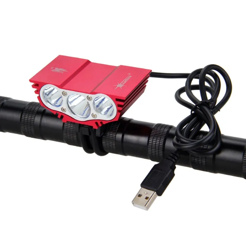 Фонарь светодиодный велосипедный передний с зарядкой от USB и аккумулятором