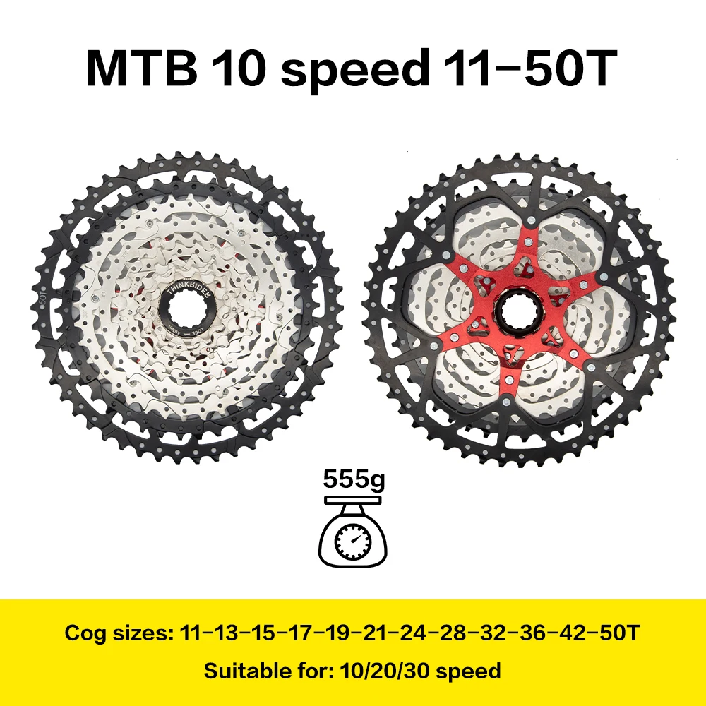 ThinkRider 8 9 10 11 Speed Velocidade Bicycle Cassette Mountain Bike MTB Freewheel Sprocket 36T 40T 42T 46T 50T 52T for Shimano