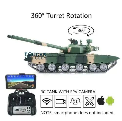 

Henglong 1/16 6.0 FPV Chinese 99A RC Tank 3899A 360 Turret Metal Tracks Wheels TH16229