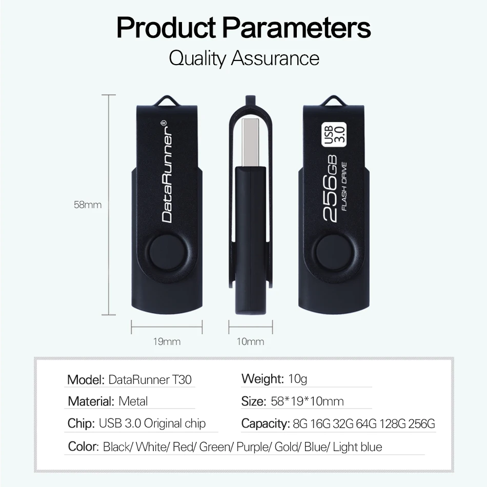 DataRunner металлическая Usb флешка Вращающаяся ручка привода 8 ГБ 16 32 64 Гб 128 256 флешки