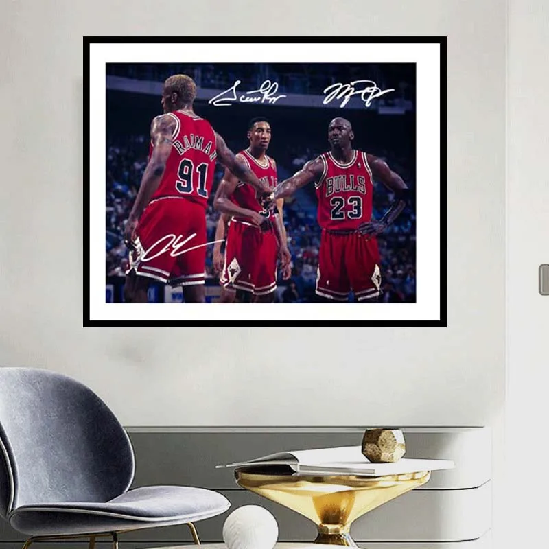 Классические Постеры и принты Bulls Big Three Майкл Jordans Pippen Rodman Настенная картина