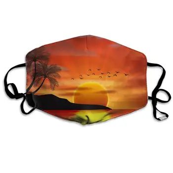 

Unisex Print Mouth Mask - Red Sunset Artistic Pattern Polyester Anti-dust Mouth-Muffle - Fashion Washed Reusable Face Masks for