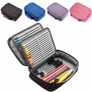 

Nylon High Capacity Art Collection Pen Curtain With Smooth Zipper 72-hole Drawing Brush Color Pencil Bag Porous Pencil Case