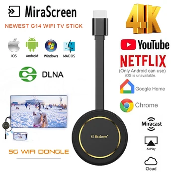 

Mirascreen G14 TV Stick android ultra 4k 5ghz 5g WiFi Wireless Display Dongle HDMI Miracast Airpaly DLNA windows