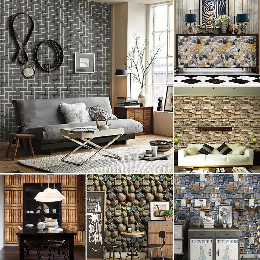 ビニール泡ためグレー赤黒レンガの壁紙ロール壁背景フェイク 3d Pvc 石の壁紙 Wallpapers Aliexpress