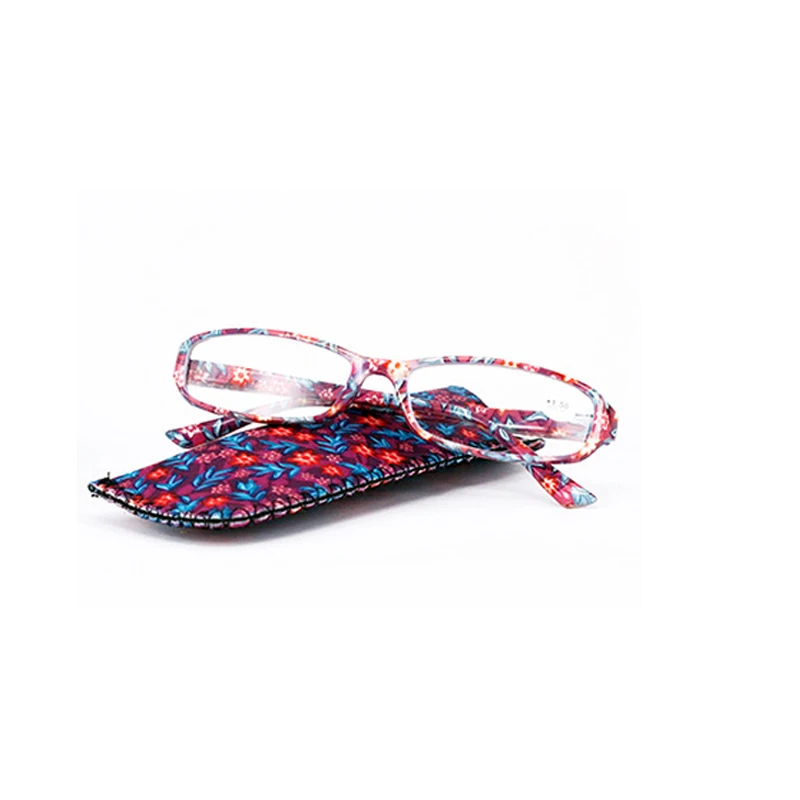 Seemfly Printed Reading Glasses Spring Hinge Rectangular Presbyopic Reading Glasses Matching Pouch+1.0 1.251.5 1.75 2.25 to 4.0