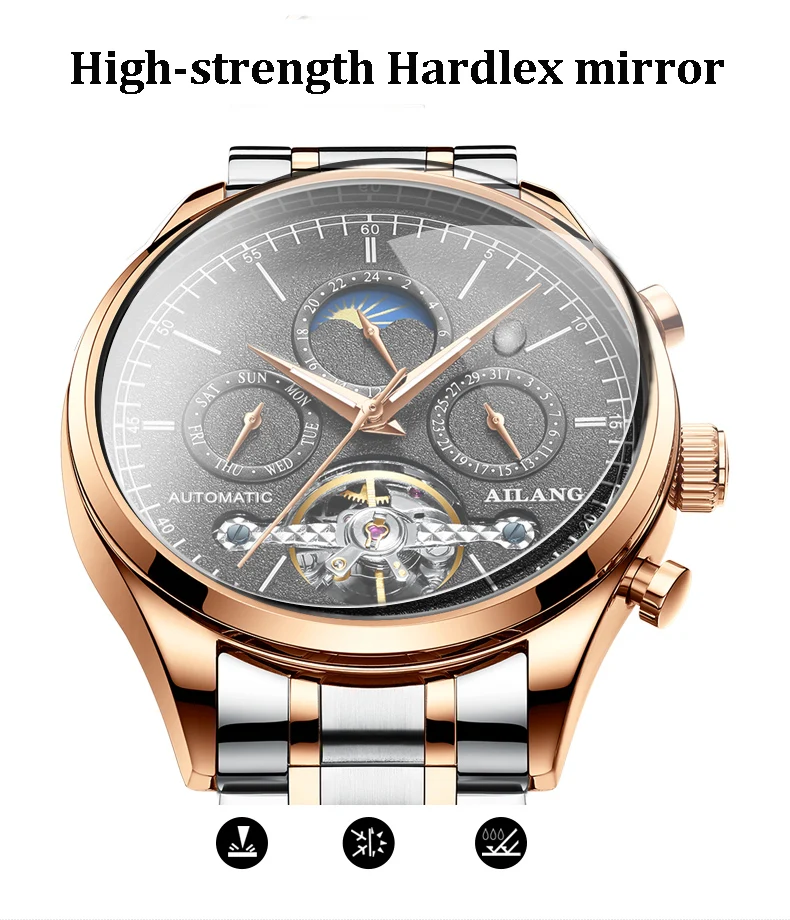 Топ многофункциональные автоматические механические часы мужские водонепроницаемые наручные часы Montre Homme бизнес из нержавеющей стали мужские Colck Relogio